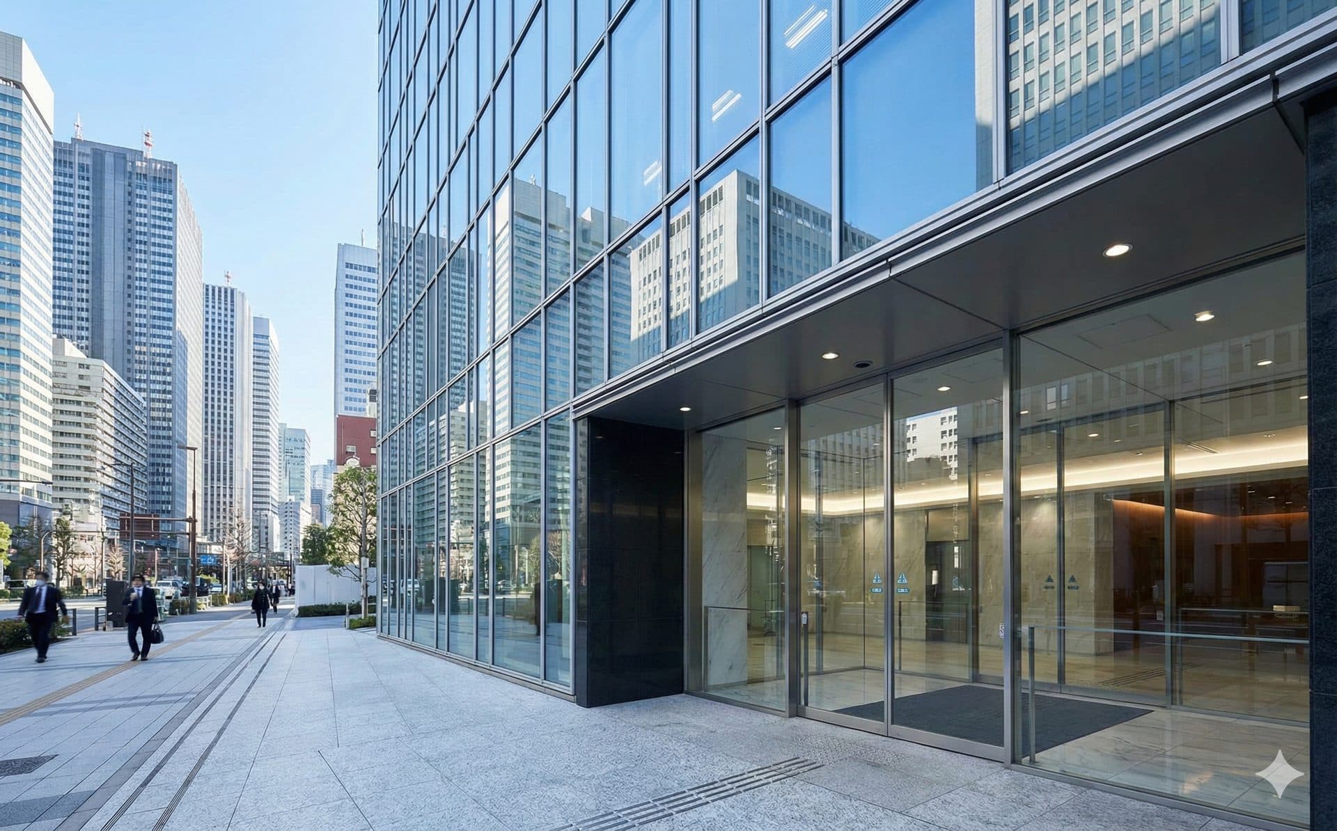 はるか行政書士事務所 外観 - ビジネス街のガラス張りビル